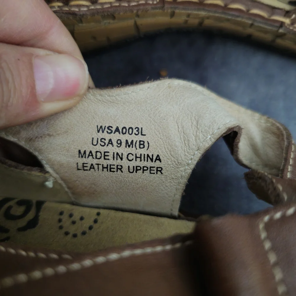 Proper Brown Cutout Leather Upper  Sandals Velcro Enclosure Size 9 - Picture 6 of 8